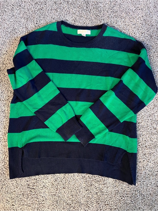 Michael Kors Sweaters - Women’s Michael Kors Green and Navy Stripe Crewneck Sweater
